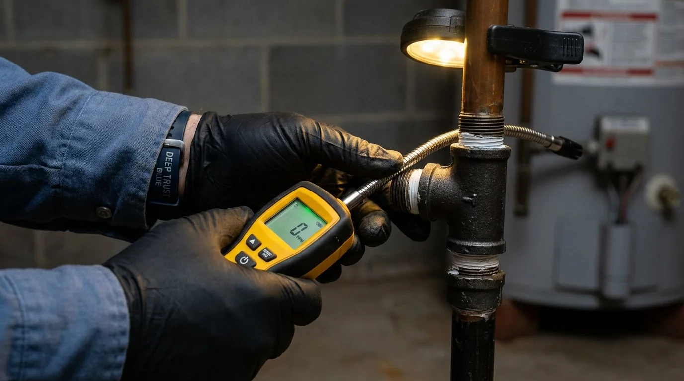 Gas leak detection with electronic sniffer by Johns Plumbing LLC in Novato