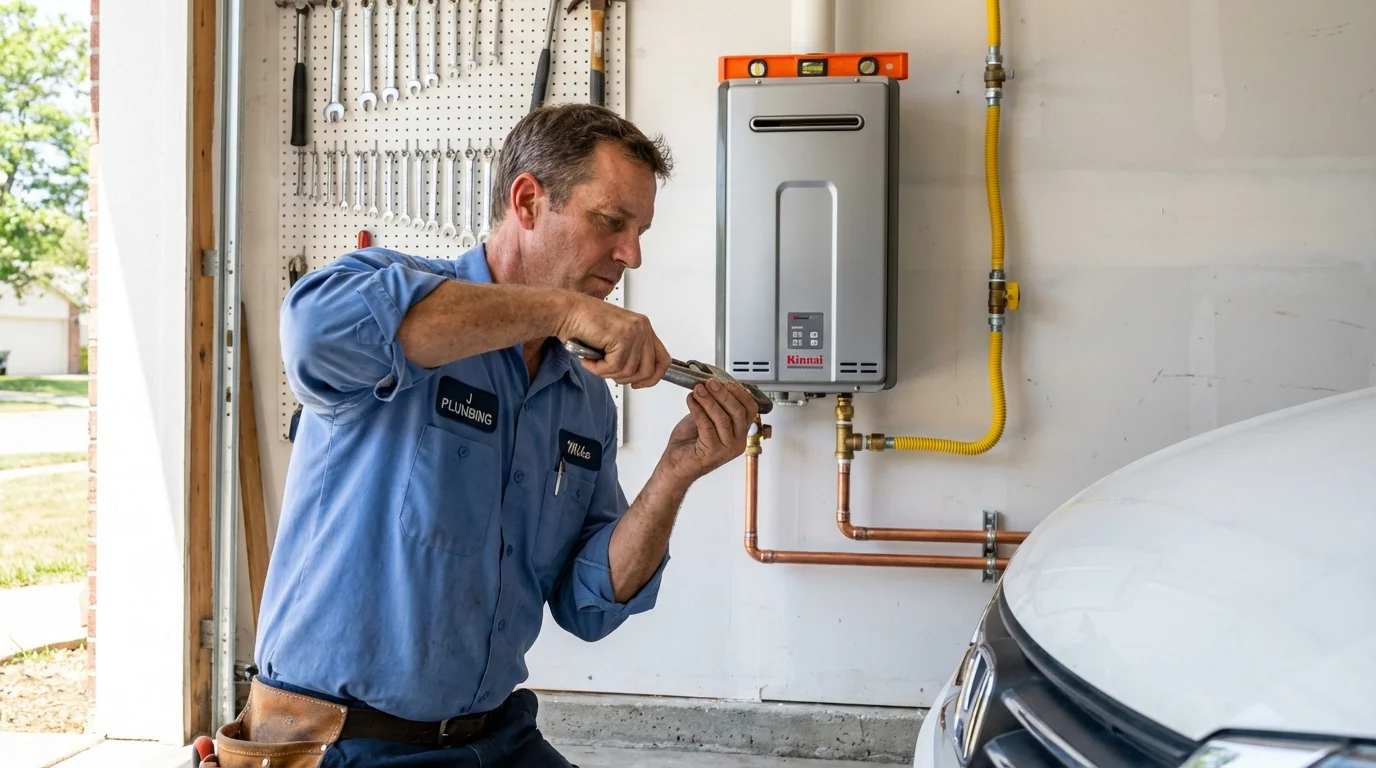 Tankless water heater installation by a Johns Plumbing LLC plumber in Novato